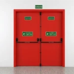 porta corta fogo p90 dupla vermelha