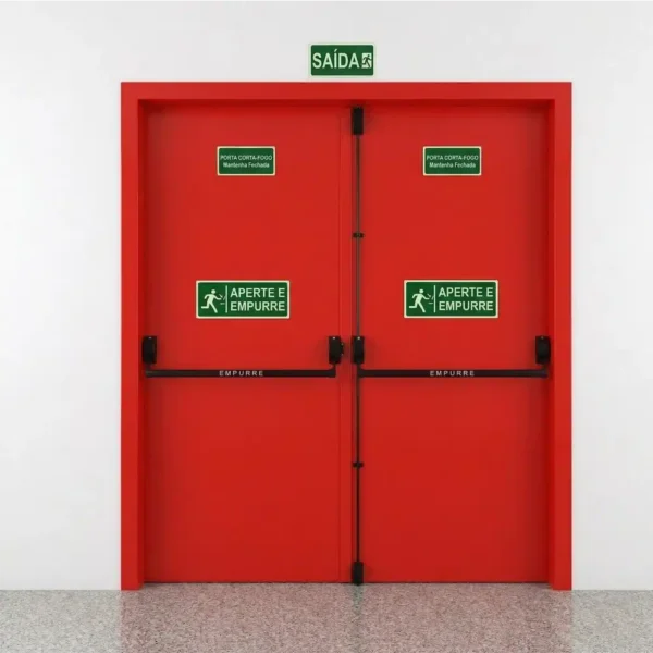 porta corta fogo p90 dupla vermelha